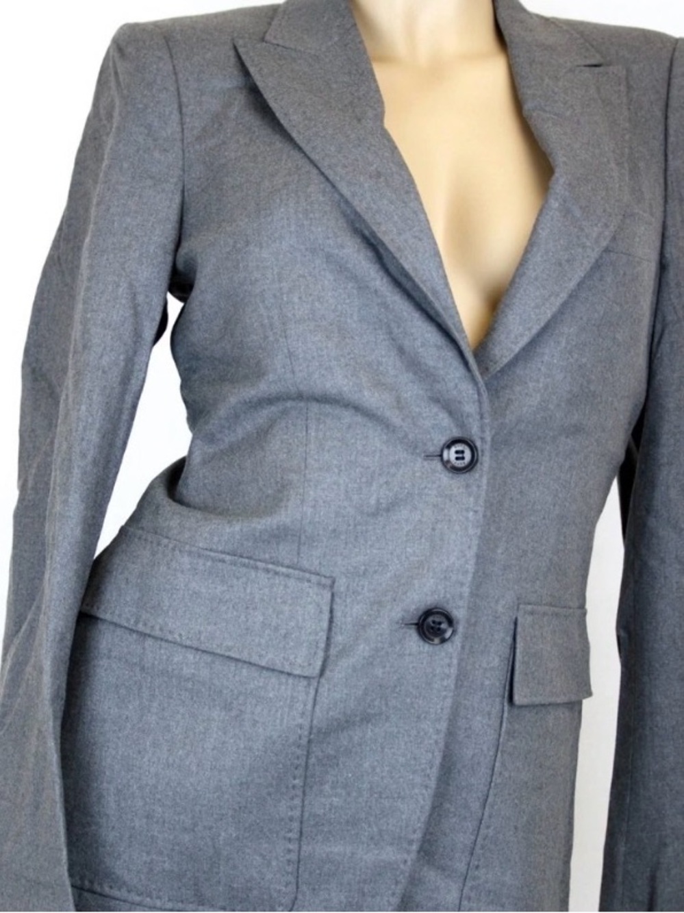 Gucci 2007 Vintage Structured Wool Blazer in Charcoal Grey - Size IT 40 / US 4